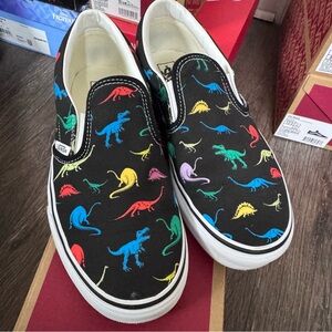 Vans Black Dinosaur Print Slip-On Sneakers